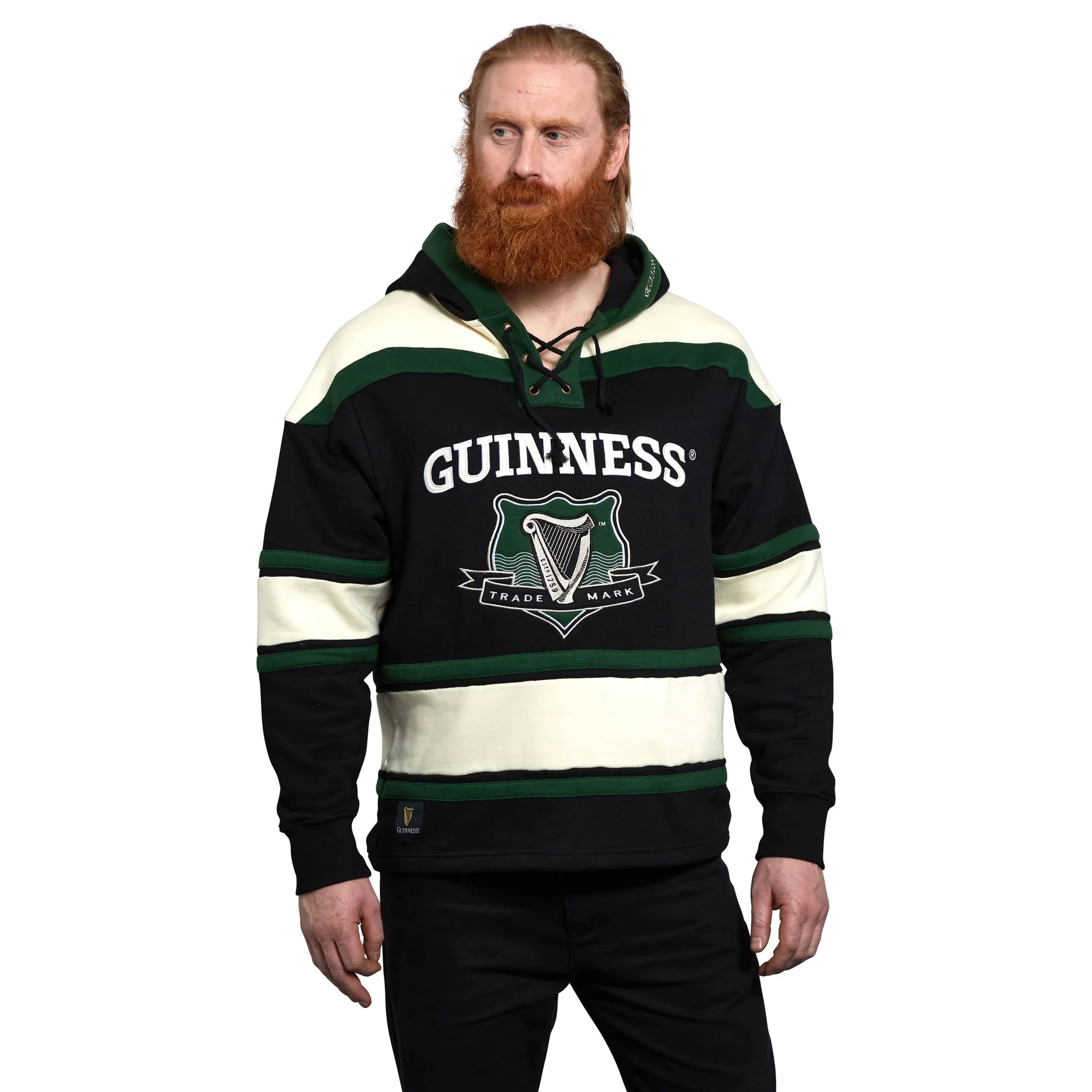 Green White Guinness Harp Hooded Sweatshirt Hoodie Kiltman